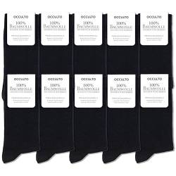 Occulto Herren 100% Baumwolle Socken 10-20er Pack (Modell: Ingo) 47-50 10 Paar | Schwarz von Occulto