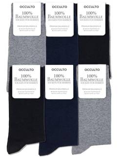Occulto Herren 100% Baumwolle Socken 6er Pack (Modell: Roland) Blau Mix 47-50 von Occulto