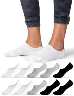 Occulto Herren Füsslinge Sneaker Socken 10er Pack (Modell: Strolch) Schwarz-Weiß-Grau 39-42 von Occulto