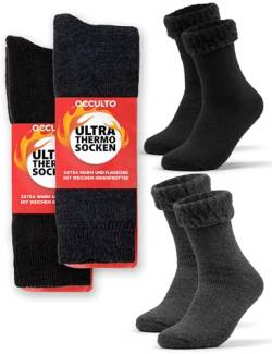 Occulto Herren Warme Thermosocken 2er Pack (Modell: Nils) Schwarz Anthrazit 43-46 von Occulto