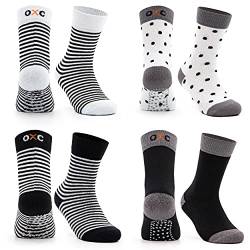 Occulto KINDER STOPPERSOCKEN für JUNGEN und MÄDCHEN (4 PAAR), ANTIRUTSCHSOCKEN für KINDER, KINDER ABS SOCKEN aus BAUMWOLLE von Occulto