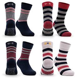 Occulto KINDER STOPPERSOCKEN für JUNGEN und MÄDCHEN (4 PAAR), ANTIRUTSCHSOCKEN für KINDER, KINDER ABS SOCKEN aus BAUMWOLLE von Occulto