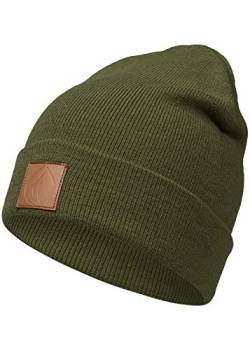 Occulto Leatherpatch Winter Mütze Beanie Khaki von Occulto