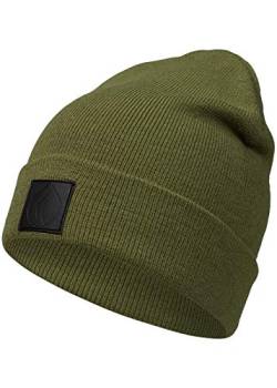 Occulto Leatherpatch Winter Mütze Beanie Khaki1 von Occulto