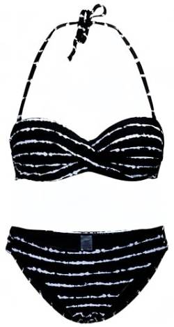 Ocean Plus Damen Bandeau Padded Bikini-Set Trägerlose Mehrfarbig Streifen Bademode Push Up Neckholder Strandmode (S (EU 34-36), Schwarze weiße Streifen) von Ocean Plus