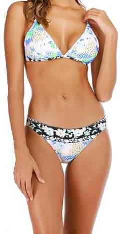 Ocean Plus Damen Boho Triangel Bikini-Set mit Bügel Bademode Bandeau Push up (L (EU 36-38), Ananas) von Ocean Plus