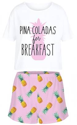 Ocean Plus Damen Digitaldruck Sommer Kurzarm Schlafanzüge Homewear Lässig Losen Pyjama Zweiteiligen Anzug Nachtwäsche Shorts & T-Shirt Sets (L (EU), Ananas) von Ocean Plus