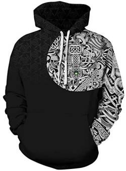 Ocean Plus Herren Bunter Hoodie Pulli mit Kapuzen Unisex Kapuzenpullover mit Digitaldruck und Kordelzug Langarm Sweatshirt mit Fronttaschen (M (Brustumfang: 112-132CM), Mechanischer linker Arm) von Ocean Plus