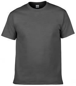 Ocean Plus Herren Einfarbige Baumwolle mit Kurzen Ärmeln Weiß T-Shirt Streetwear Tee Schwarz Shirts Rundhalsausschnitt Große Größe (XL (70-75KG), Dunkelgrau) von Ocean Plus