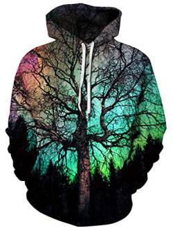 Ocean Plus Herren Kapuzenpullover Lebensecht 3D Grafik Hoodie mit Kängurutasche Pullover mit Kapuze Sweat Hood (XXL/3XL (Brustumfang: 126-146CM), Grün Baum) von Ocean Plus