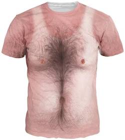 Ocean Plus Herren Spaß 3D Digitaldruck Muster T-Shirt Rundhals Unisex Damen Kurzarm Tee Shirt Tops (M/160-165, Brusthaar) von Ocean Plus