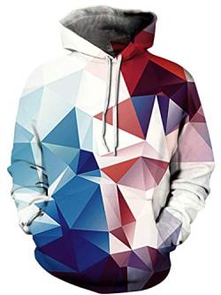 Ocean Plus Jungen 3D Kapuzenpullover Spaß Sweatshirt Hoodie mit Kängurutasche Sportlich Digitaldruck Pullover mit Kapuze (3XL (Körpergröße: 155-165cm), Rot und blau Geometrie) von Ocean Plus