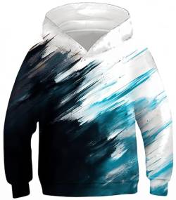Ocean Plus Jungen Bunte Kapuzenpullover Wolf Digitaldruck Hoodie Langarmshirt Kinder Pullover Sweatshirts (L (Körpergröße: 145-150cm), Blau weiß schwarz) von Ocean Plus