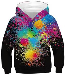 Ocean Plus Jungen Kapuzenpullover Bunt Teens Hoodie Kinder Langarm Pulli mit Kapuzen Sweatshirt Pullover (M (Körpergröße: 135-140cm), Mehrfarbige Tinte) von Ocean Plus