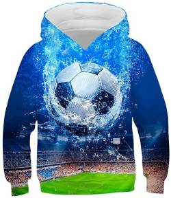 Ocean Plus Jungen Langarm Kapuzenpullover Kinder Digitaldruck Fußball Mädchen Sweatshirts mit Kapuzen (L (Körpergröße: 145-150cm), Fußball) von Ocean Plus