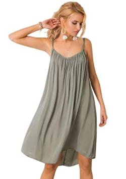 Och Bella Lockeres Sommerkleid Damen für Frauen jeden Alters - Hergestellt aus leichtem, luftigem Material Kleider Damen Sommer - Stylisches Kleid Damen, perfekt für die Sommersaison (Khaki, S) von Och Bella