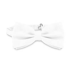 OcioDual Elegante Fliege für Männer in Weiss Unifarbenes Design mit verstellbarem Clip-Hakenverschluss, 12 cm x 6 cm, Feiern, Partys, Arbeit, Hochzeiten und Events von OcioDual