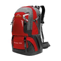 OcioDual Rucksack 40L, Rote Farbe, Wasserdicht mit Verschiedenen Fächern, Reißverschlüssen, Gepolsterten Griffen und Verstellbaren Sicherheitsgurten für Hiking, Trekking von OcioDual