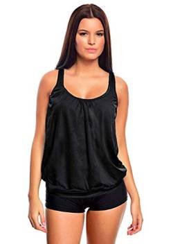 Raffinierte Bademode im Oversize Look Tankini Styles f5515 Farbe: Tankini Schwarz, Hotpants G(1484)+HP1(sw), Gr. 38 von Octopus