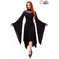 Kleid im Gothic Stil mit Trompetenärmeln und Zipfelsaum Abschluss von Ocultica