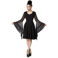 Ocultica - Gothic Kleid knielang - Gothic-Kleid mit Trompetenärmel - S bis 4XL - für Damen - Größe 3XL - schwarz von Ocultica