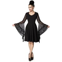Ocultica - Gothic Kleid knielang - Gothic-Kleid mit Trompetenärmel - S bis 4XL - für Damen - Größe L - schwarz von Ocultica