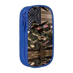 Federmäppchen mit Reißverschluss Große Kapazität Tasche Organizer für Büro Reise Halter Box Camo Amerikanische Flaggen gedruckt von OdDdot