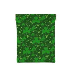 Geldbörse aus Leder mit Sonnenblumen-Aufdruck, kleine Kleingeldtasche, Geldbörse, Quetsch-Münzgeldbörse für Männer und Frauen, Hintergrund St. Patrick's Day Glitter, Einheitsgröße, Münztasche von OdDdot