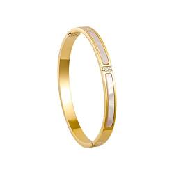 OdDdot Intarsien-Muschel-Gold-Titan-Stahl-Armreif Leichter Luxusschmuck für Frauen Exquisites Casual Romantisches Süßes Armreif-Geschenk von OdDdot