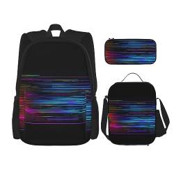 OdDdot Schultaschen-Sets Rucksäcke für Mädchen Schultaschen für Schüler Arbeit Mittagessen Tasche Federmäppchen Unisex Lila Blumen, Programmierer-Programmcode, Einheitsgröße von OdDdot