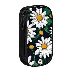 Oxford Cloth Pencil Case - Durable and Stylish Pen Case for School and Office Supplies Floral Flowers Daisies, Schwarz , Einheitsgröße, Brustbeutel von OdDdot