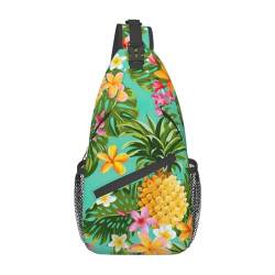 Purple World Print Crossbody Bauchtasche, Sling Rucksack für Damen, Reisen, Wandern, Brusttasche Tagesrucksack, Tropische Frucht-Ananas, Einheitsgröße von OdDdot