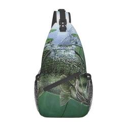 Umhängetasche mit Eiffelturm-Aufdruck, Schultertasche, für Damen, Reisen, Wandern, Brusttasche, Tagesrucksack, Fische mit einem Köder, Einheitsgröße von OdDdot