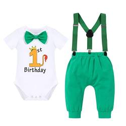 1. Geburtstag Junge Outfit Wild One Safari Body Strampler+Hosenträger+Hose 3tlg Bekleidungssets Erster Geburtstag Babykleidung Baby Fotoshooting Taufanzug 1#Grün-Löwe 1st 3PCS 12-18 Monate von Odizli