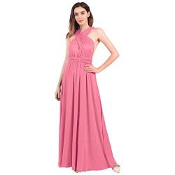 Abendkleid Lang Damen Elegant Rückenfreies Multiway Bandage Wickelkleid Festlich Hochzeitskleid Brautkleid Brautjungfernkleider Cocktailkleid Weihnachten Silvester Partykleid Ballkleid Altrosa XL von Odizli