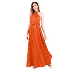 Abendkleid Lang Damen Elegant Sexy Rückenfreies Multiway Bandage Wickelkleid Festlich Hochzeitskleid Brautkleid Brautjungfernkleider Cocktailkleid Weihnachten Silvester Partykleid Ballkleid Orange XL von Odizli