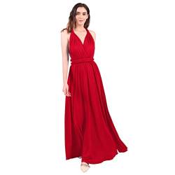 Abendkleid Lang Damen Elegant Sexy Rückenfreies Multiway Bandage Wickelkleid Festlich Hochzeitskleid Brautkleid Brautjungfernkleider Cocktailkleid Weihnachten Silvester Partykleid Ballkleid Rot L von Odizli