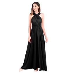 Abendkleid Lang Damen Elegant Sexy Rückenfreies Multiway Bandage Wickelkleid Festlich Hochzeitskleid Brautkleid Brautjungfernkleider Cocktailkleid Weihnachten Silvester Partykleid Ballkleid Schwarz M von Odizli