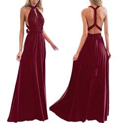 Abendkleid Lang Damen Elegant Sexy Rückenfreies Multiway Bandage Wickelkleid Festlich Hochzeitskleid Brautkleid Brautjungfernkleider Cocktailkleid Weihnachten Silvester Partykleid Ballkleid Weinrot XS von Odizli