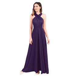 Abendkleid Lang Damen Sexy Rückenfreies Multiway Bandage Wickelkleid Festlich Hochzeitskleid Brautkleid Brautjungfernkleider Cocktailkleid Weihnachten Silvester Partykleid Ballkleid Dunkelviolett L von Odizli