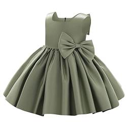 Baby Mädchen Taufkleid Kinder Kleinkind Ärmellos Satin Bowknot Tutu Prinzessin Kleid Blumenmädchenkleid Brautjungfer Hochzeit Festliches Partykleid Formell Abendkleid Ballkleid Grün 18-24 Monate von Odizli