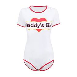 Damen Erwachsene Body ABDL DDLG Kleidung Kurzarm Papas Dessous Neuheit Strampler Nachtwäsche Onesie Pyjama Teddy Shorts Overall Trikot Schlafanzüge Daddy's Girl XL von Odizli