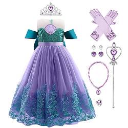 Die Kleine Meerjungfrau Kostüm Mädchen Kinder Arielle Verkleidung Verkleidungskiste Prinzessin Kleid Halloween Weihnachten Karneval Geburtstag Cosplay Faschingskostüme Lila 09+Zubehör 4-5 Jahre von Odizli