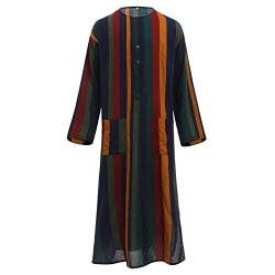 Kaftan Herren Langarm Abaya Muslim Islamische Lang Knopf Hoch Thobe Seite Split Gebetskleidung Männer Ethnische Kleidung Saudi Arabische Muslimische Dubai Robe mit Taschen Scheich Kostüm Gelb 5XL von Odizli