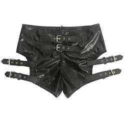 Ledershorts Damen Sexy Wetlook Lack und Leder Mini Tight Bikini Shorts Frauen Hotpants Festival Rave Techno Pole Dance Outfit Lara Croft Kostüm Halloween Karneval Party Faschingskostüme Schwarz 02 M von Odizli