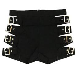 Ledershorts Damen Sexy Wetlook Lack und Leder Mini Tight Bikini Shorts Frauen Hotpants Festival Rave Techno Pole Dance Outfit Lara Croft Kostüm Halloween Karneval Party Faschingskostüme Schwarz 03 L von Odizli