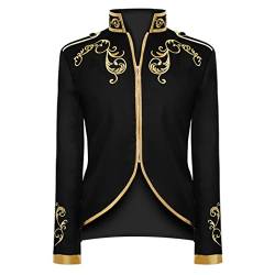 Mittelalter Kleidung Herren Frack Jacke Blazer Steampunk Gothic Mantel Männer Prinz Kostüm Halloween Karneval Fasching Party Faschingskostüme Viktorianisches Renaissance Vikings Cosplay 2#Schwarz L von Odizli