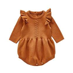 Neugeborene Erstausstattung Baby Zubehör Sachen Mädchen Kleidung Langarm Stricken Strampler Body Babybody Overall Herbst Winter Klamotten Babykleidung Babysachen Set Braun 3-6 Monate von Odizli