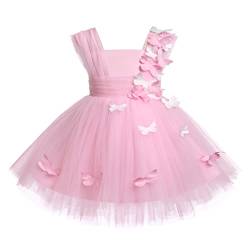 Odizli 1 Geburtstag Mädchen Kinder Baby Taufkleid Ärmellos Schmetterling Prinzessin Kleid Tutu Tüllkleid Blumenmädchenkleider Festliches Hochzeit Abendkleid Ballkleid Einschulungs Rosa 18-24 Monate von Odizli