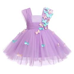 Odizli 1 Geburtstag Mädchen Kinder Baby Taufkleid Ärmellos Schmetterling Prinzessin Kleid Tutu Tüllkleid Blumenmädchenkleider Festliches Hochzeit Ballkleid Einschulungs Sommerkleid Lila 2-3 Jahre von Odizli